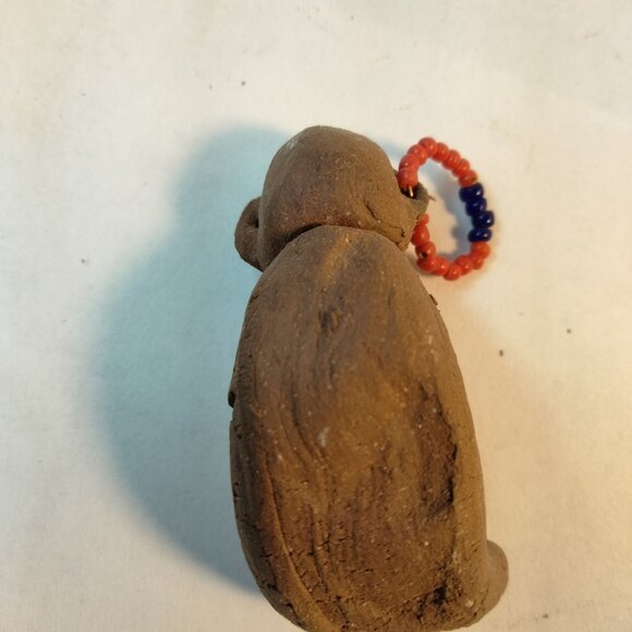 Handmade Clay Figure Beaded Earring Primitive Folk Art Unique Crafting - Picture 5 of 7